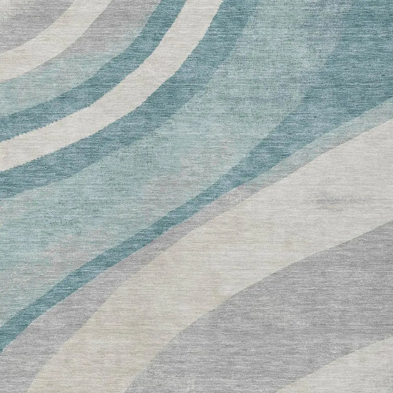 9' X 12' Teal Blue And Silver Abstract Washable Indoor Outdoor Area Rug Homeroots Outdoor