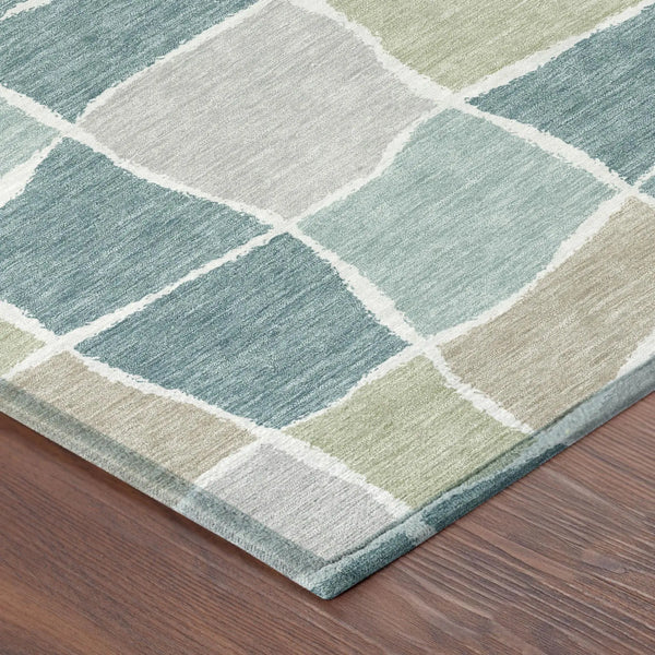 9' X 12' Teal Blue And Silver Geometric Washable Indoor Outdoor Area Rug Homeroots Outdoor