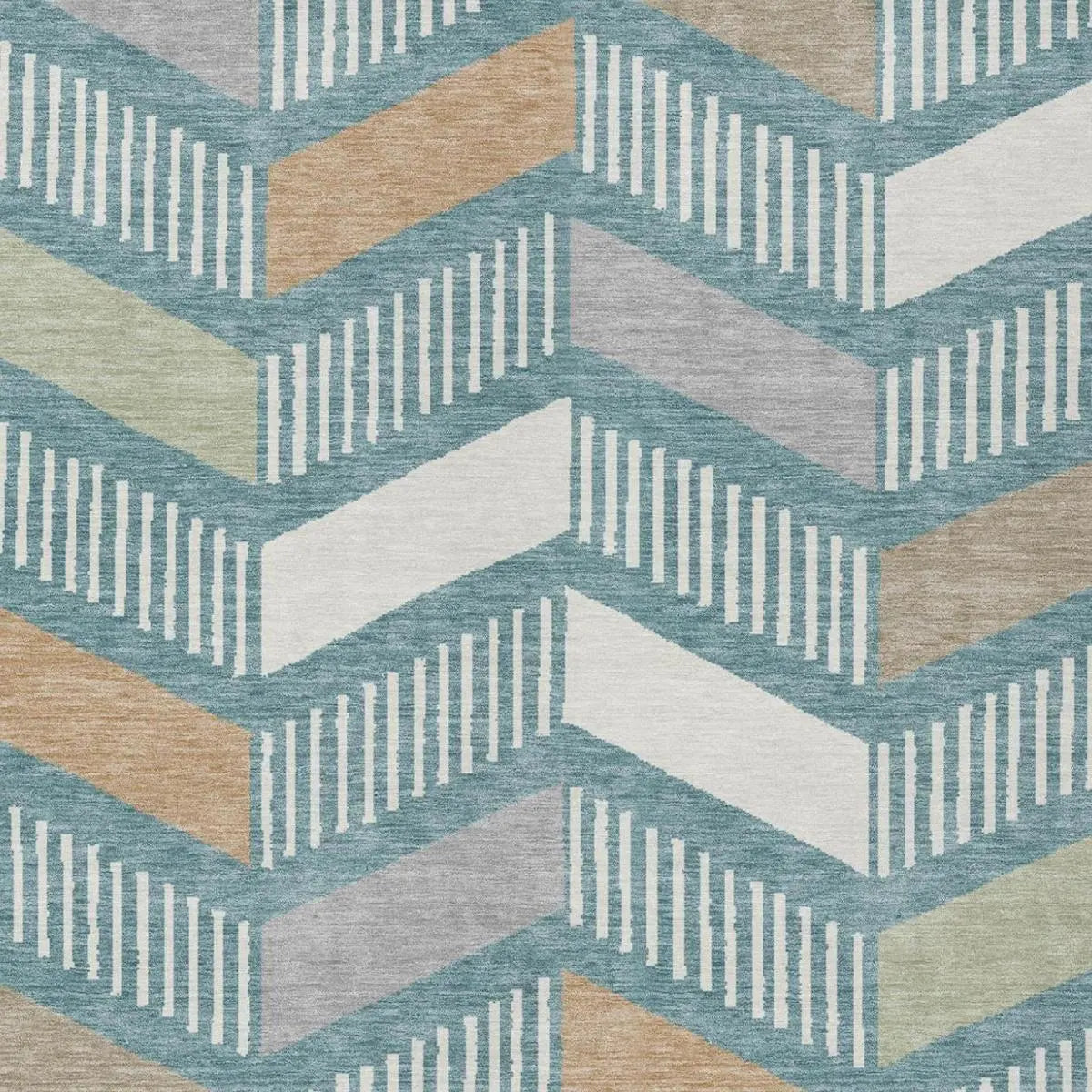 9' X 12' Teal Blue And Silver Geometric Washable Indoor Outdoor Area Rug Homeroots Outdoor
