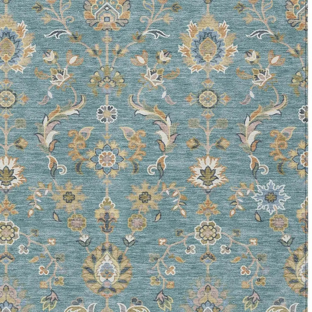 9' X 12' Teal Blue And Taupe Abstract Washable Indoor Outdoor Area Rug Homeroots Outdoor