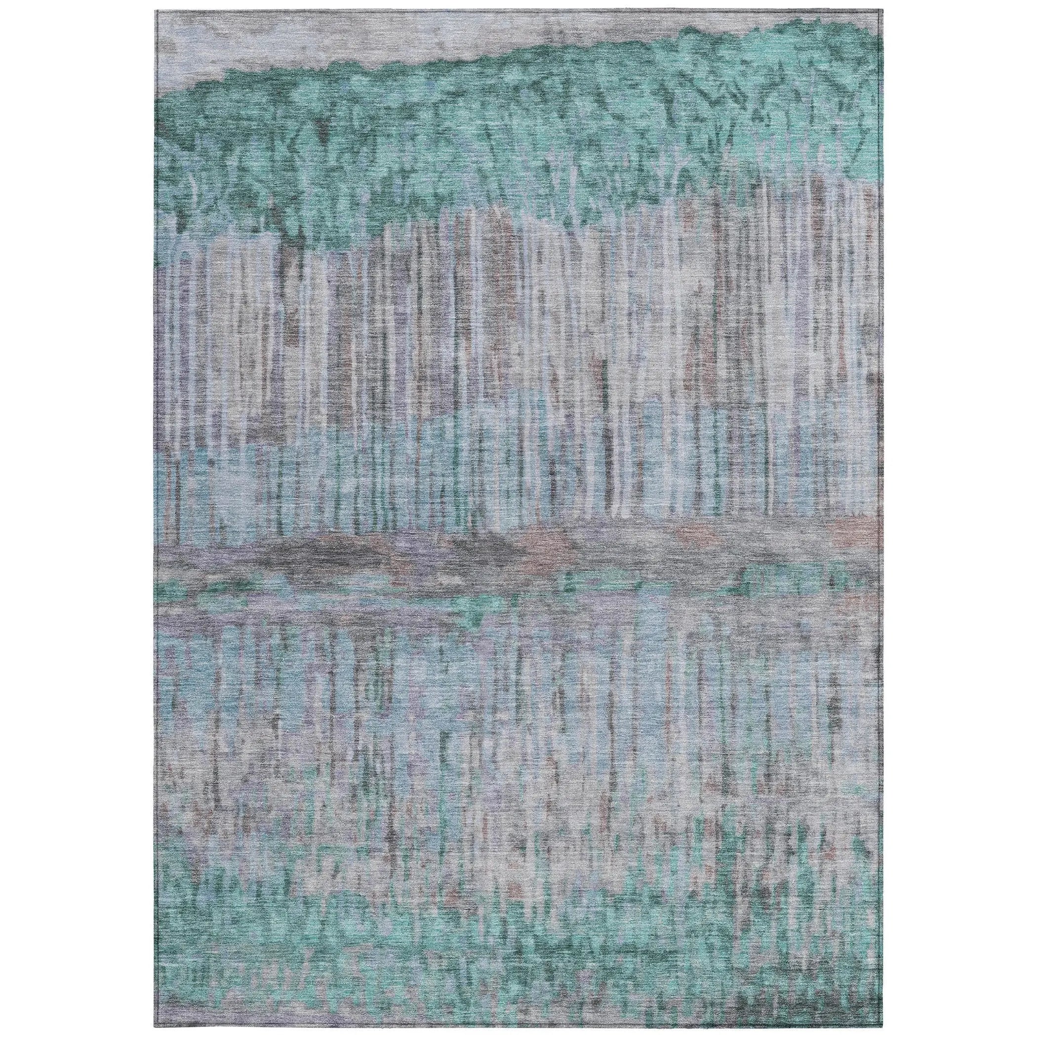 9' X 12' Teal Blue And Taupe Abstract Washable Indoor Outdoor Area Rug Homeroots Outdoor