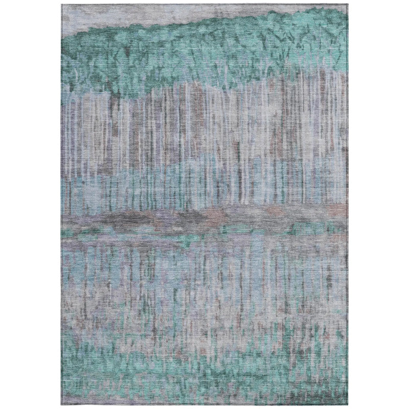 9' X 12' Teal Blue And Taupe Abstract Washable Indoor Outdoor Area Rug Homeroots Outdoor