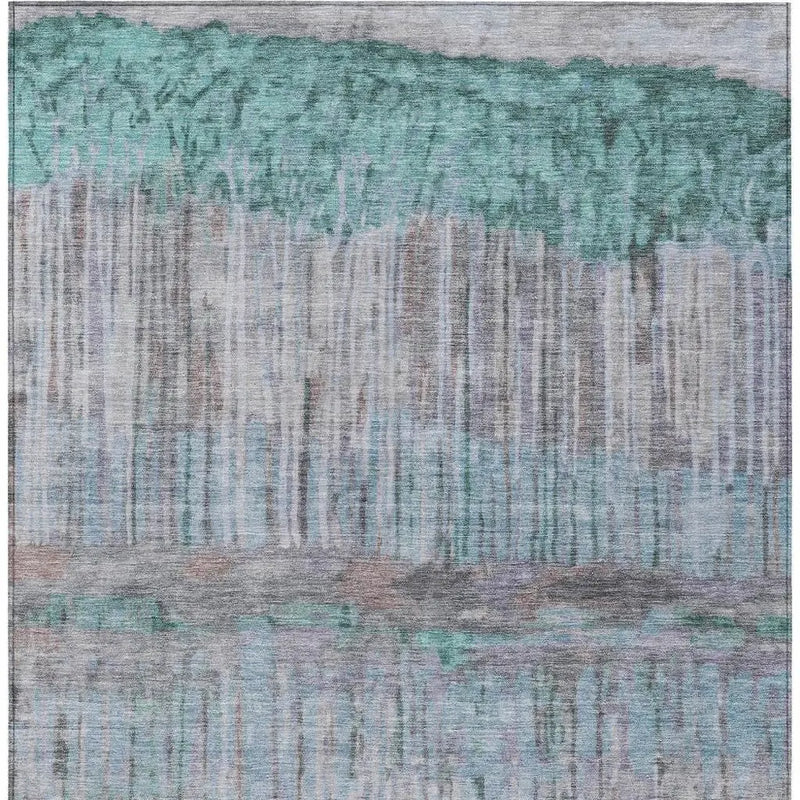9' X 12' Teal Blue And Taupe Abstract Washable Indoor Outdoor Area Rug Homeroots Outdoor