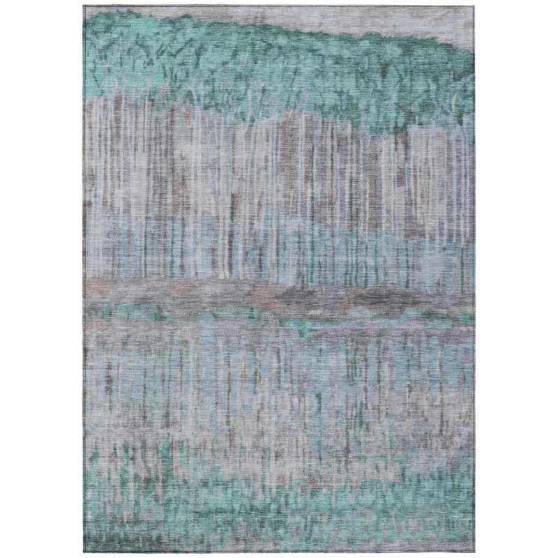 9' X 12' Teal Blue And Taupe Abstract Washable Indoor Outdoor Area Rug Homeroots Outdoor