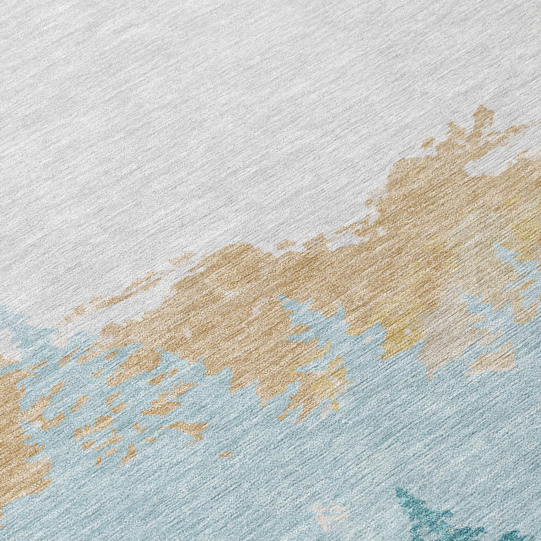 9' X 12' Teal Blue And Turquoise Floral Washable Indoor Outdoor Area Rug Homeroots Outdoor