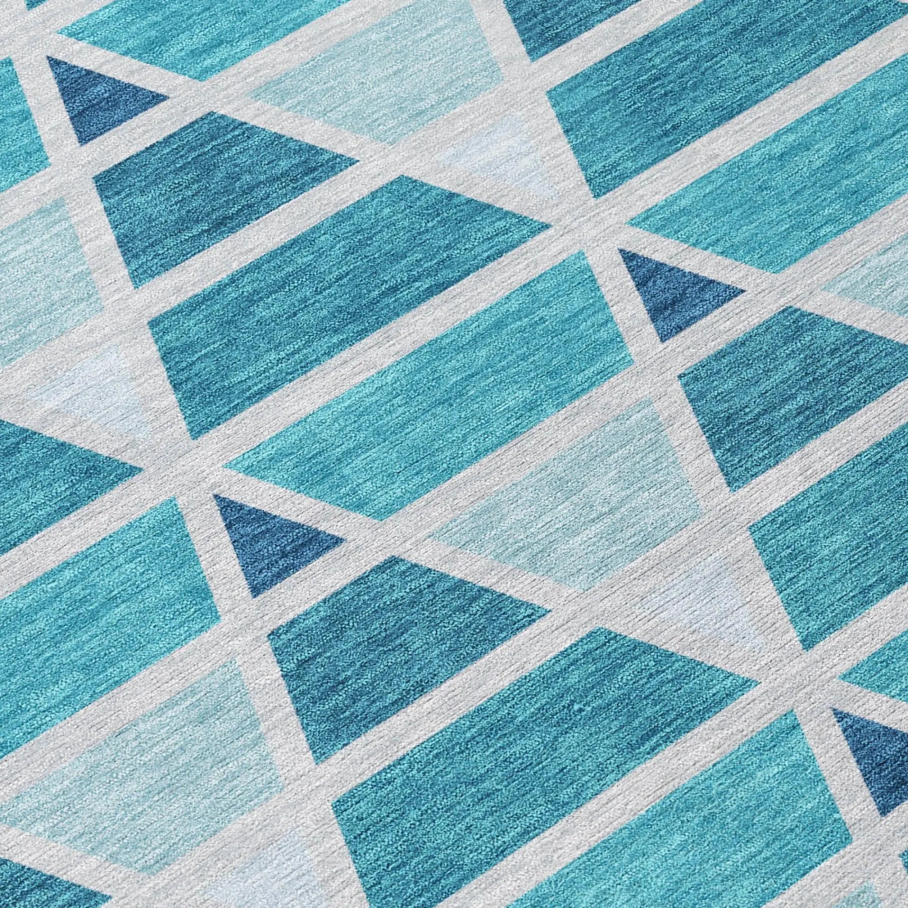 9' X 12' Teal Blue And Turquoise Geometric Washable Indoor Outdoor Area Rug Homeroots Outdoor