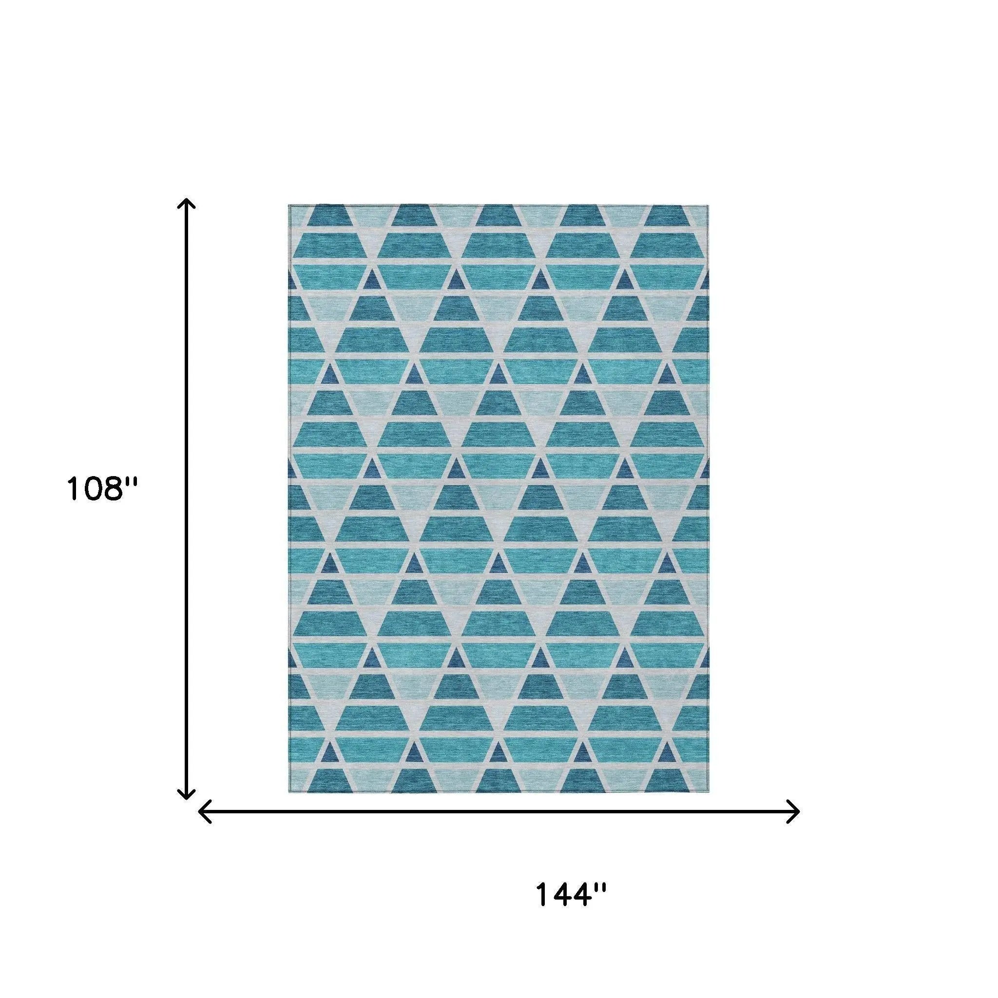 9' X 12' Teal Blue And Turquoise Geometric Washable Indoor Outdoor Area Rug Homeroots Outdoor