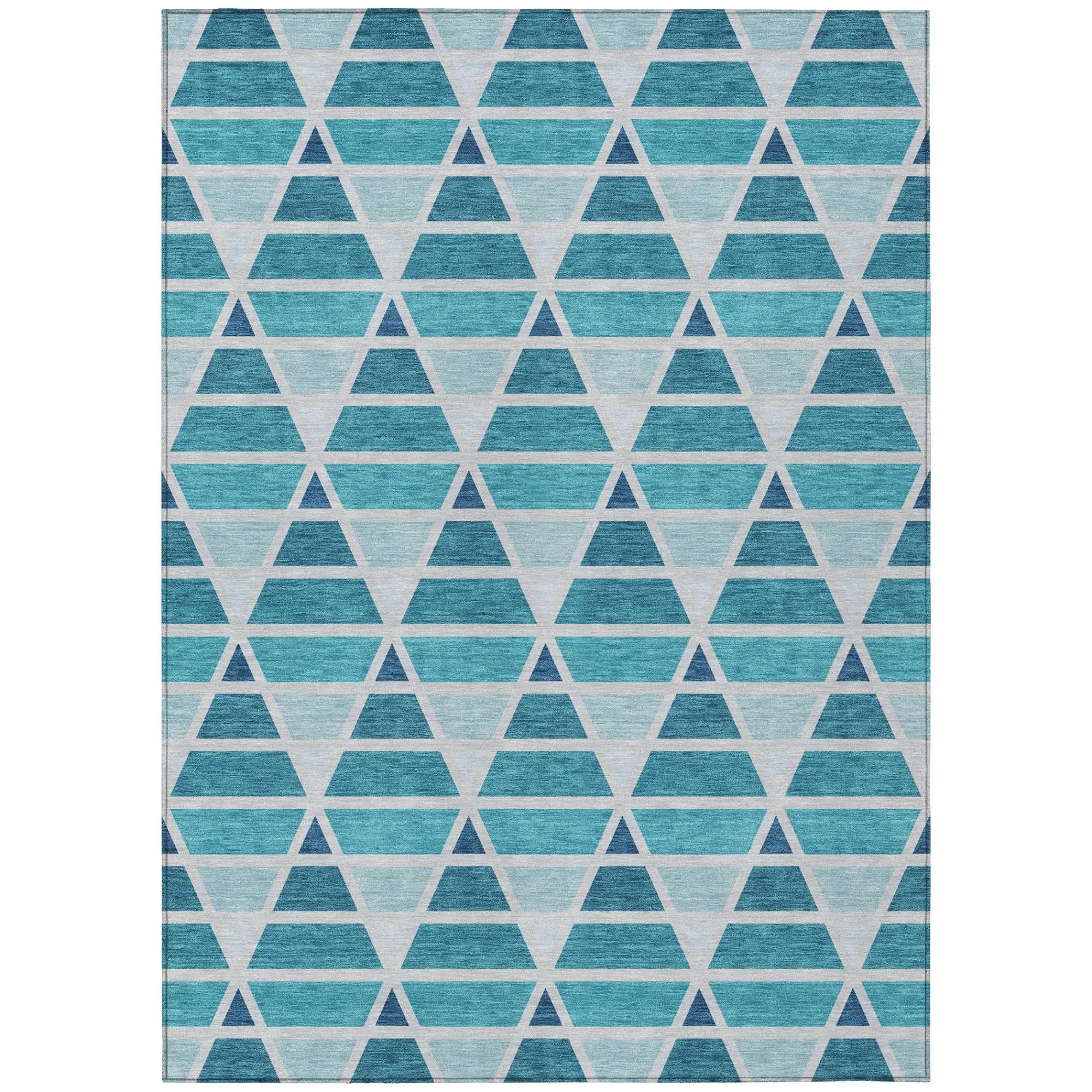 9' X 12' Teal Blue And Turquoise Geometric Washable Indoor Outdoor Area Rug Homeroots Outdoor