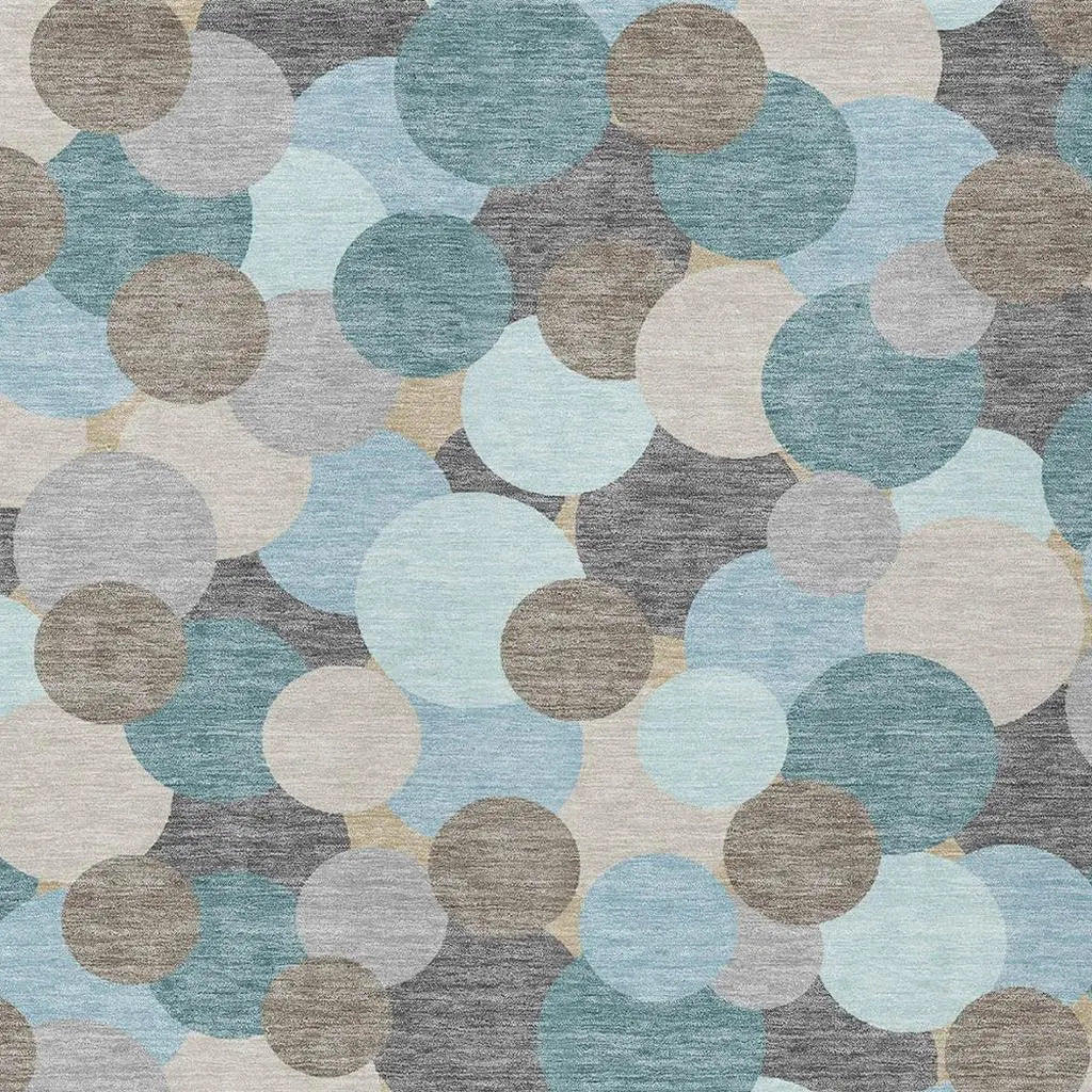 9' X 12' Turquoise And Teal Blue Geometric Washable Indoor Outdoor Area Rug Homeroots Outdoor