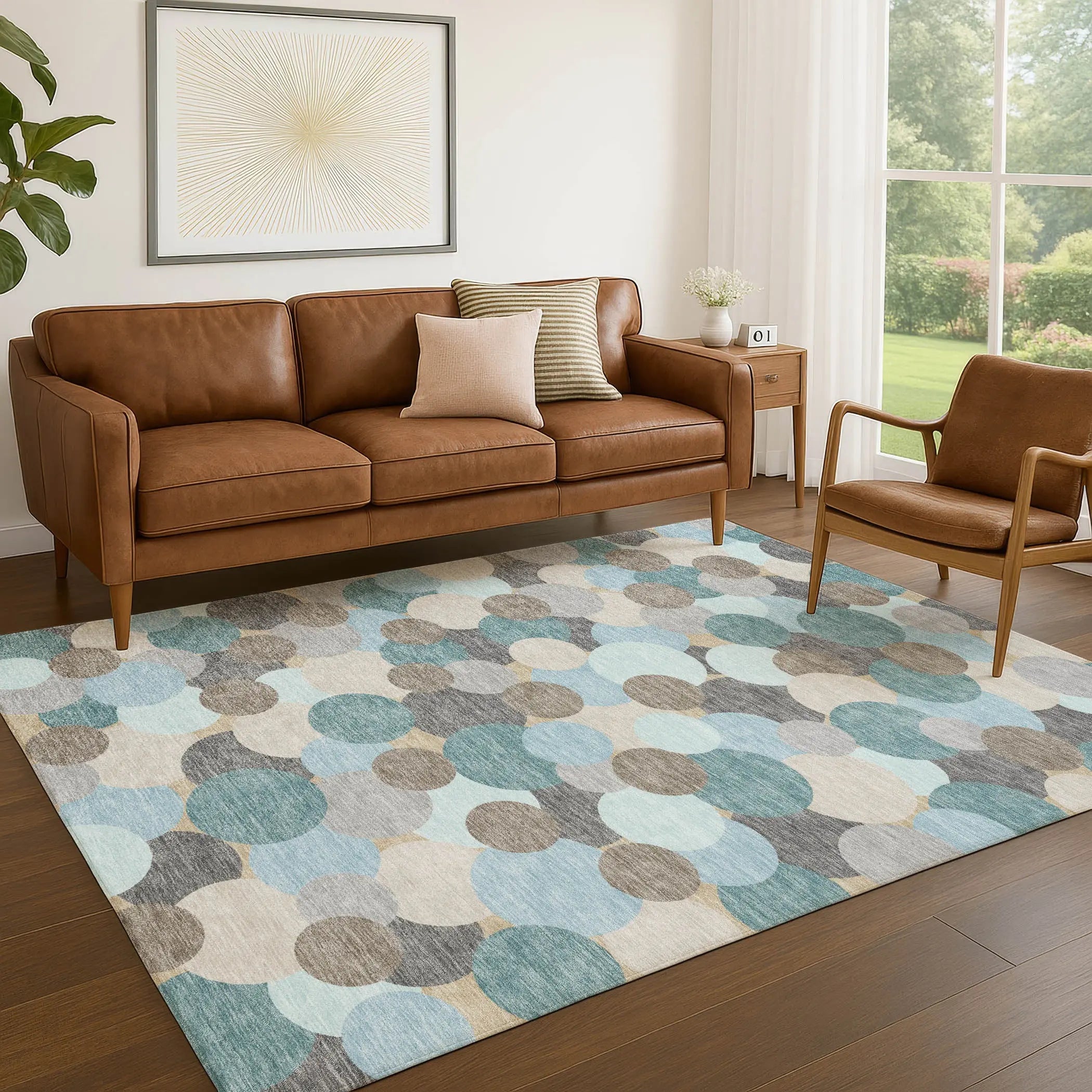 9' X 12' Turquoise And Teal Blue Geometric Washable Indoor Outdoor Area Rug Homeroots Outdoor