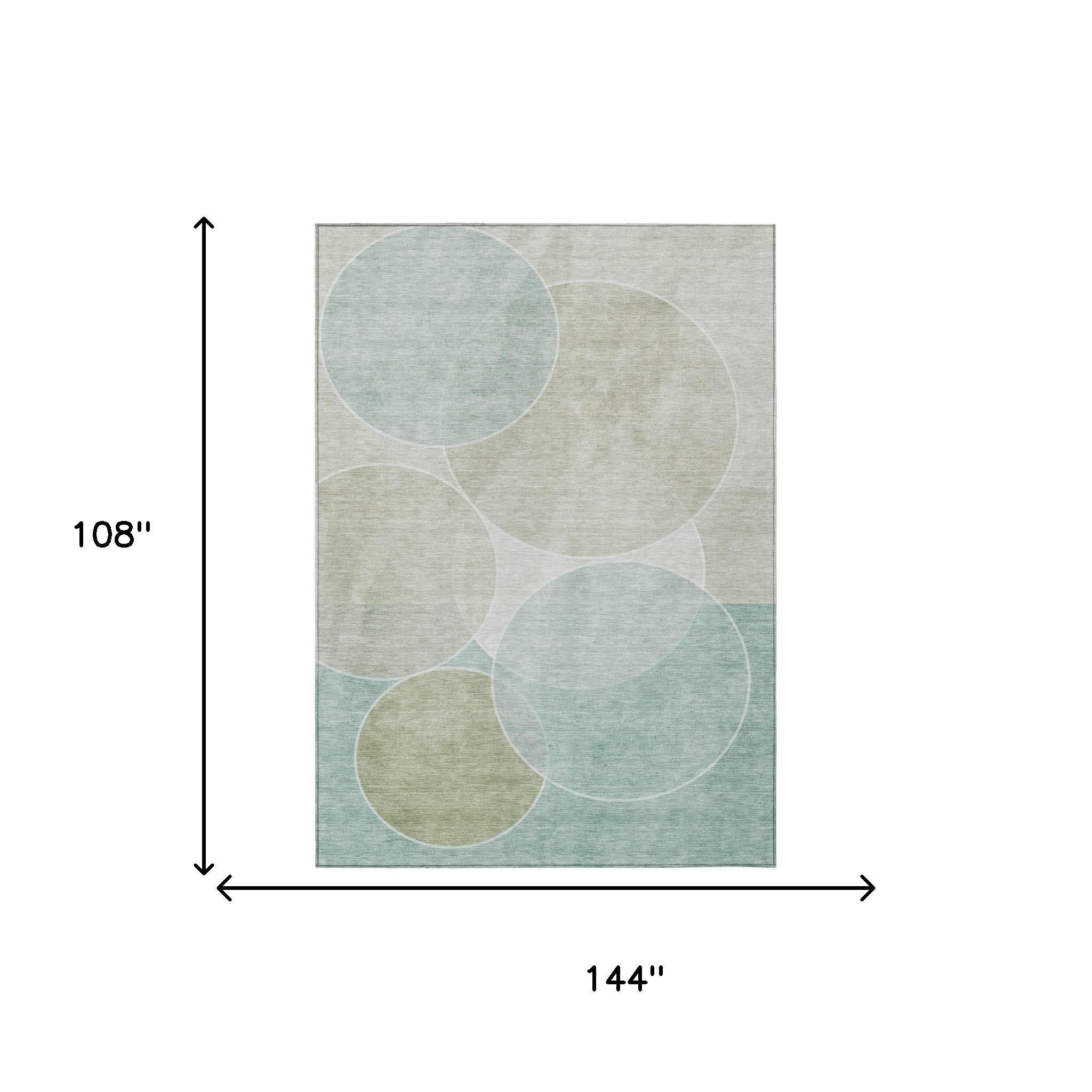 9' X 12' Turquoise And Teal Blue Geometric Washable Indoor Outdoor Area Rug Homeroots Outdoor