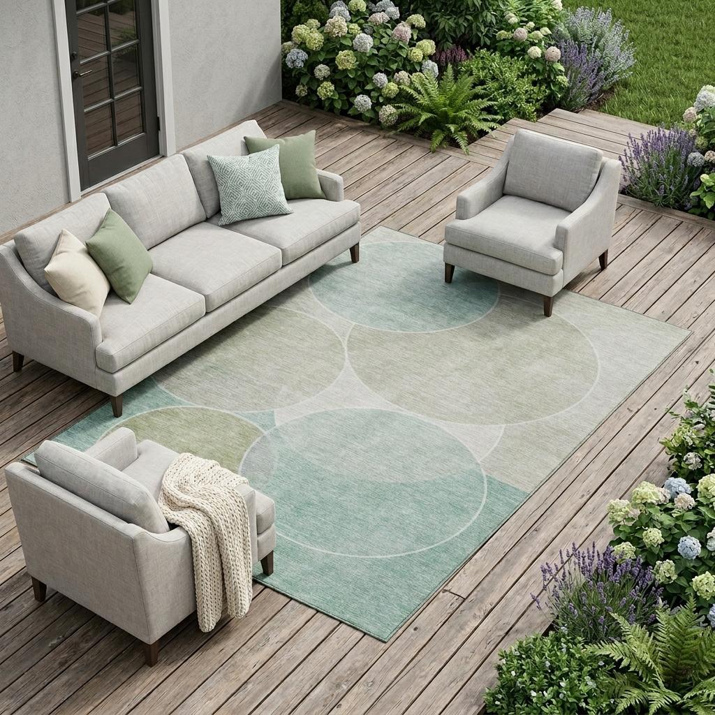9' X 12' Turquoise And Teal Blue Geometric Washable Indoor Outdoor Area Rug Homeroots Outdoor