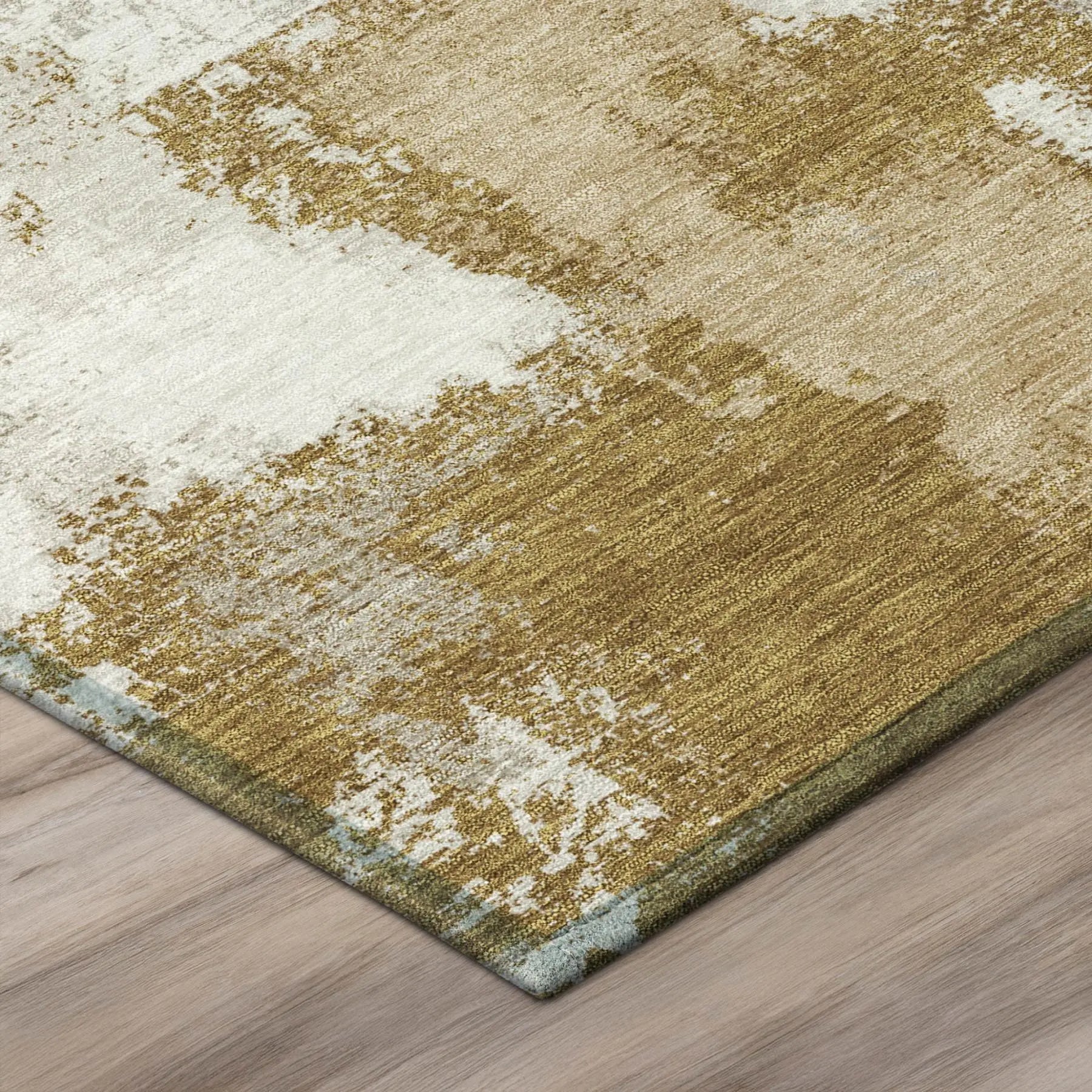9' X 12' Walnut And Gold Abstract Washable Indoor Outdoor Area Rug Homeroots Outdoor