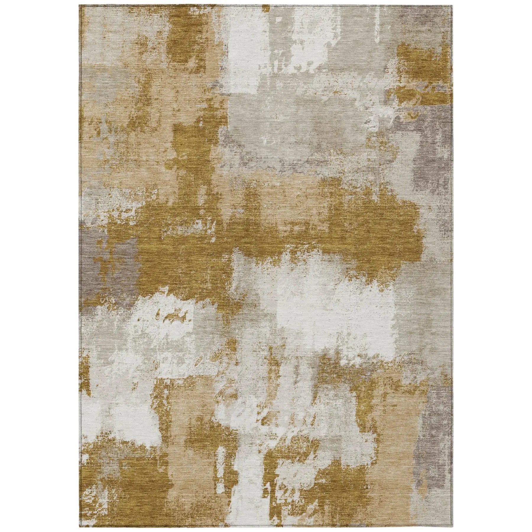 9' X 12' Walnut And Gold Abstract Washable Indoor Outdoor Area Rug Homeroots Outdoor