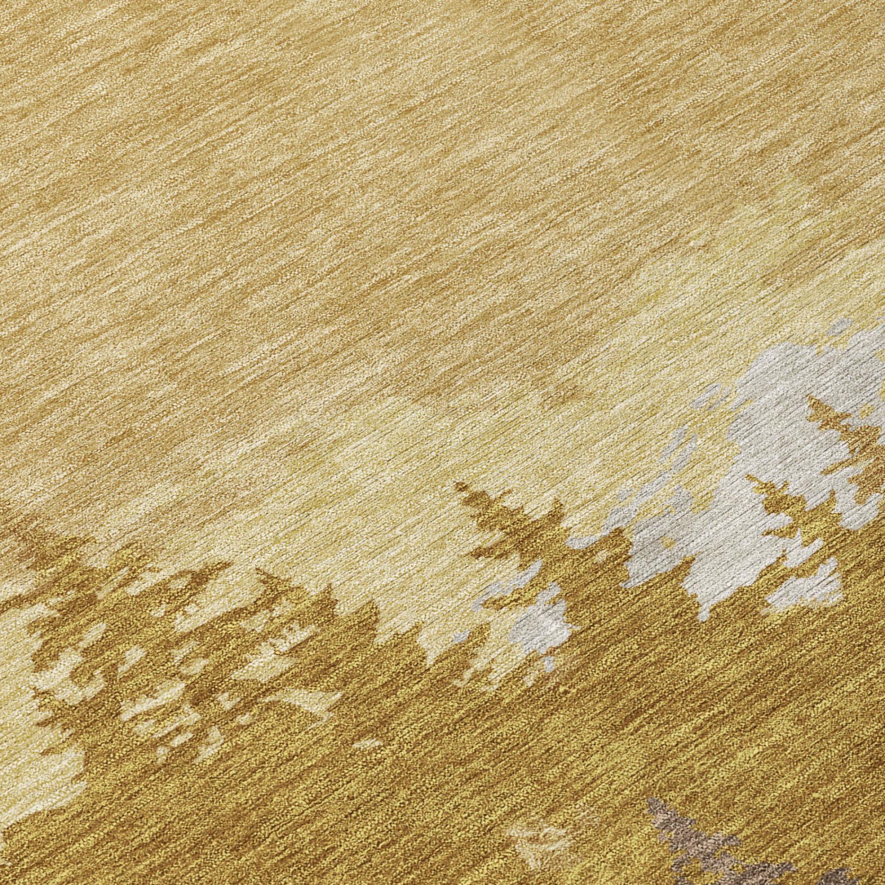 9' X 12' Walnut And Gold Floral Washable Indoor Outdoor Area Rug Homeroots Outdoor