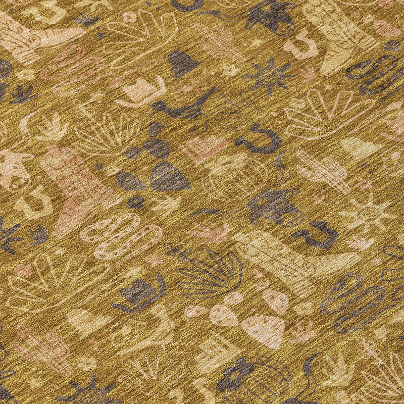9' X 12' Walnut And Gold Stars Washable Indoor Outdoor Area Rug Homeroots Outdoor