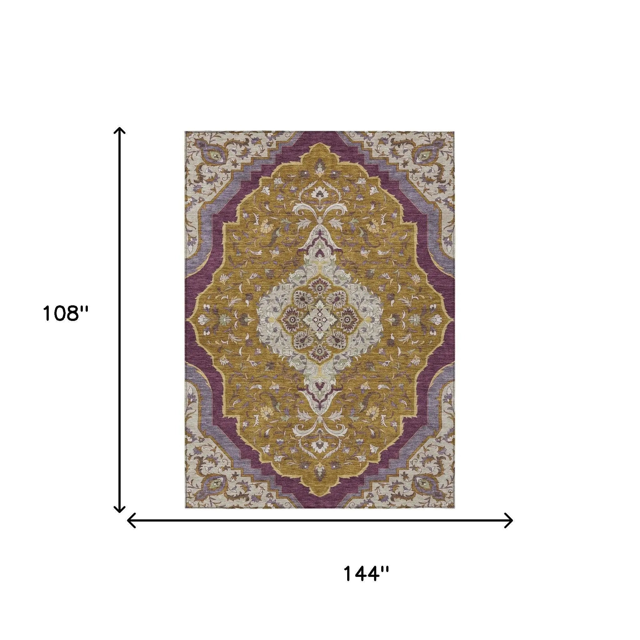 9' X 12' Walnut And Orange Medallion Washable Indoor Outdoor Area Rug Homeroots Outdoor