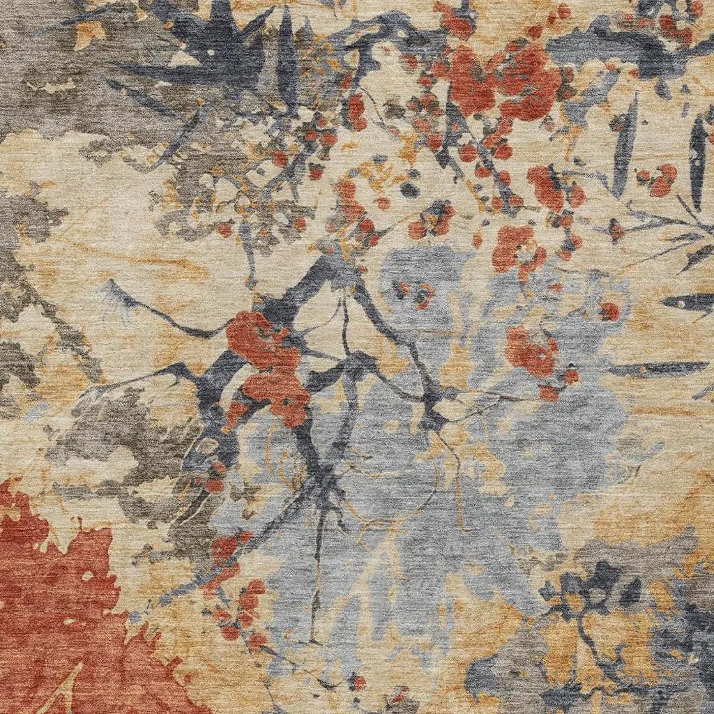 9' X 12' Wheat And Beige Abstract Washable Indoor Outdoor Area Rug Homeroots Outdoor
