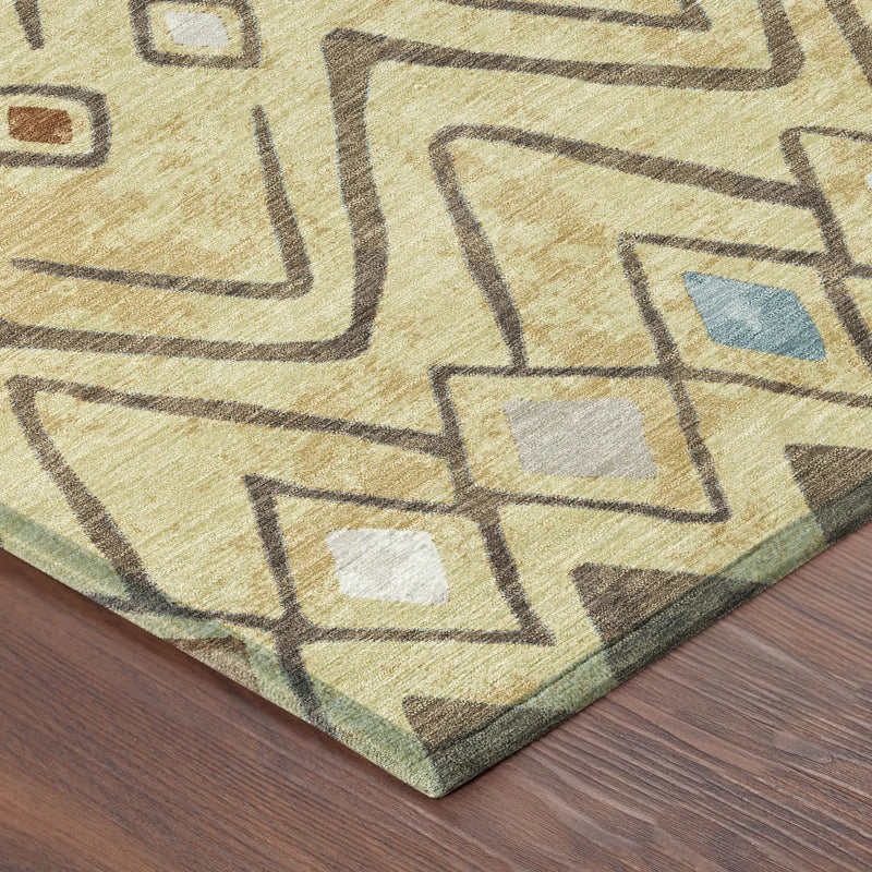 9' X 12' Wheat And Brown Geometric Washable Indoor Outdoor Area Rug Homeroots Outdoor