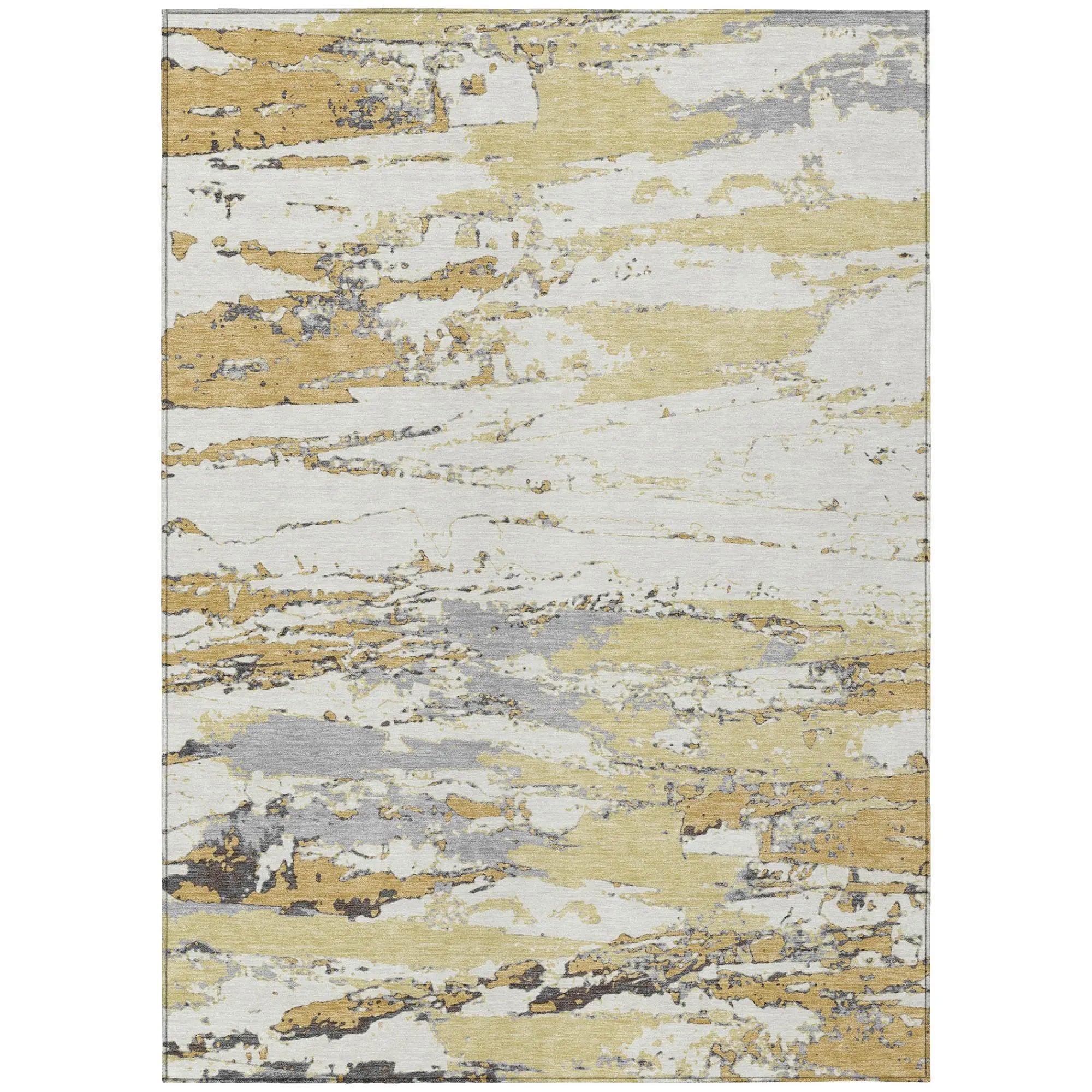 9' X 12' Wheat And Gold Abstract Washable Indoor Outdoor Area Rug Homeroots Outdoor