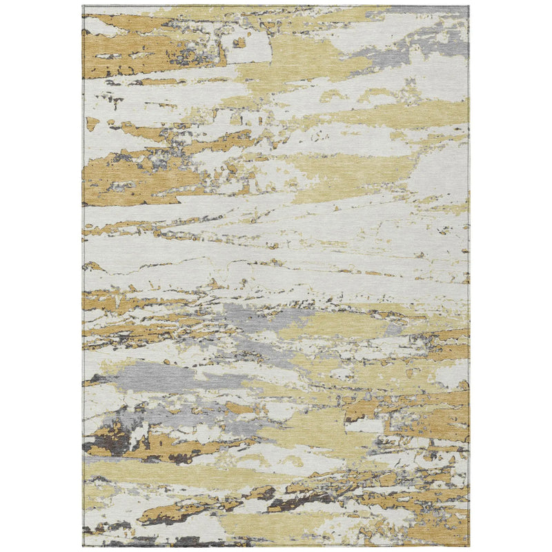 9' X 12' Wheat And Gold Abstract Washable Indoor Outdoor Area Rug Homeroots Outdoor