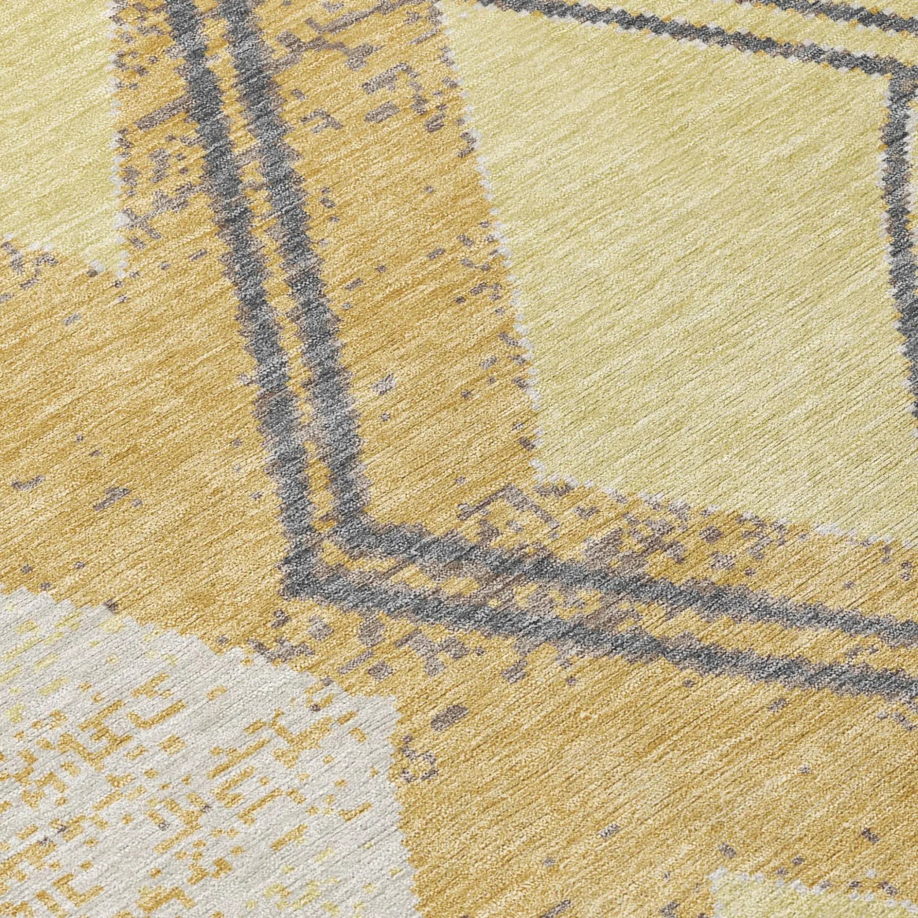 9' X 12' Wheat And Gold Geometric Washable Indoor Outdoor Area Rug Homeroots Outdoor