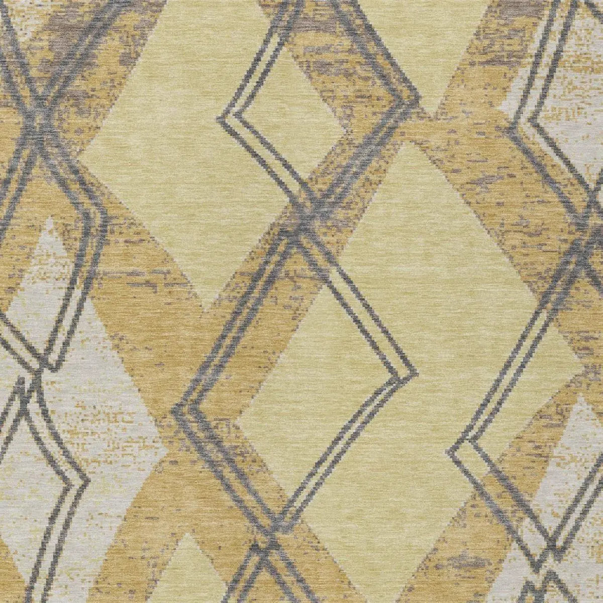 9' X 12' Wheat And Gold Geometric Washable Indoor Outdoor Area Rug Homeroots Outdoor