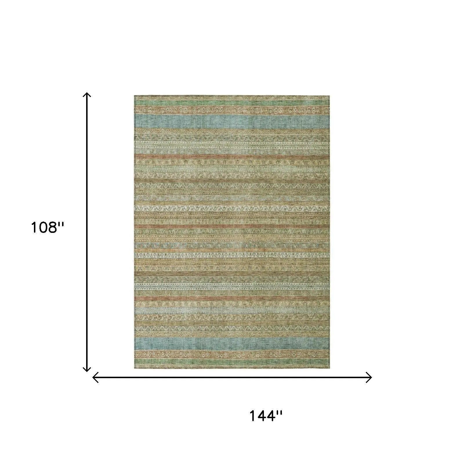 9' X 12' Wheat And Gold Striped Washable Indoor Outdoor Area Rug Homeroots Outdoor