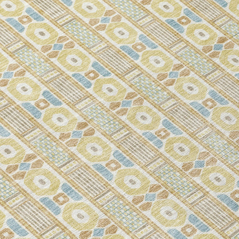 9' X 12' Wheat And Gold Striped Washable Indoor Outdoor Area Rug Homeroots Outdoor