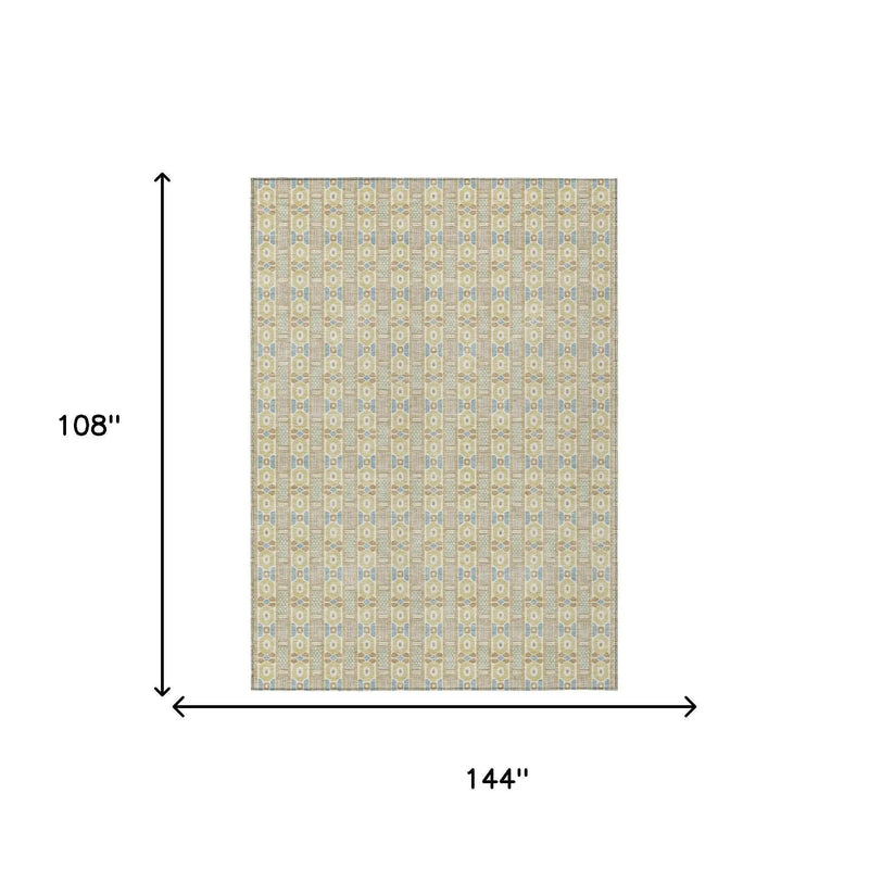 9' X 12' Wheat And Gold Striped Washable Indoor Outdoor Area Rug Homeroots Outdoor