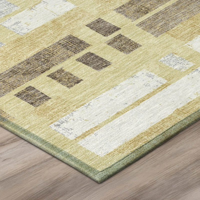 9' X 12' Wheat And Gold Striped Washable Indoor Outdoor Area Rug Homeroots Outdoor