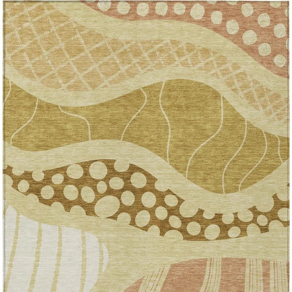 9' X 12' Wheat And Graphite Abstract Washable Indoor Outdoor Area Rug Homeroots Outdoor