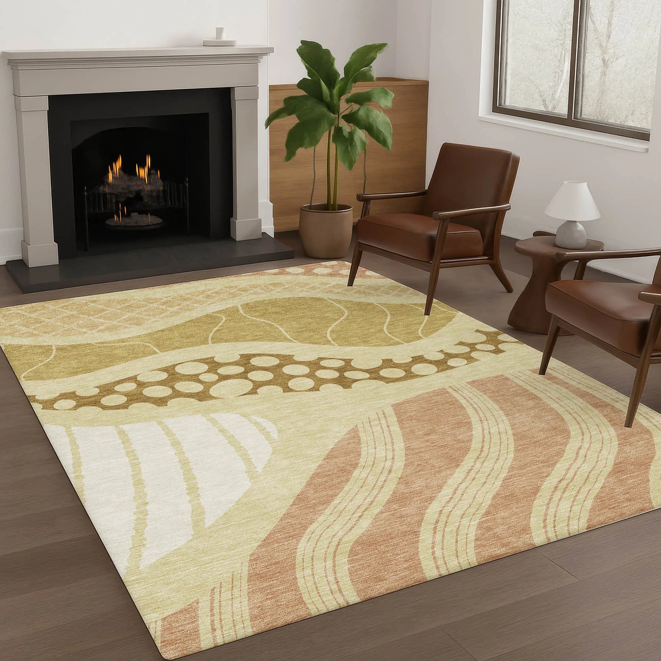 9' X 12' Wheat And Graphite Abstract Washable Indoor Outdoor Area Rug Homeroots Outdoor