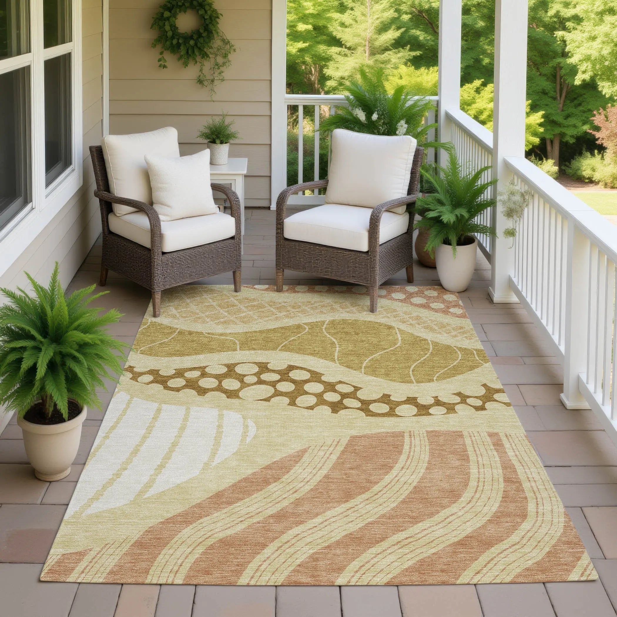 9' X 12' Wheat And Graphite Abstract Washable Indoor Outdoor Area Rug Homeroots Outdoor