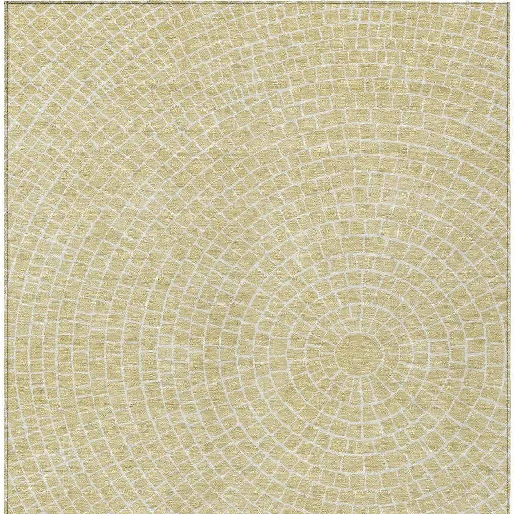 9' X 12' Wheat And Ivory Geometric Washable Indoor Outdoor Area Rug Homeroots Outdoor