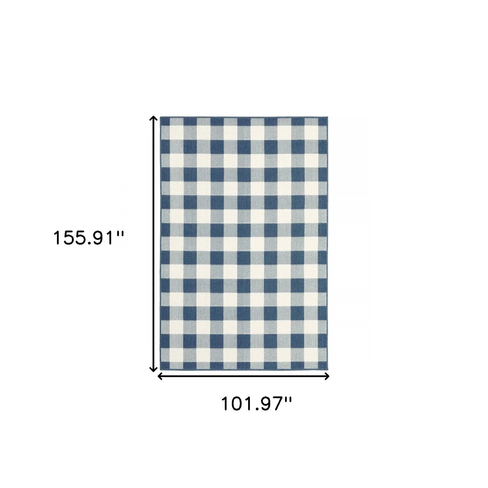 9' X 13' Blue and Ivory Geometric Stain Resistant Indoor Outdoor Area Rug Homeroots Outdoor