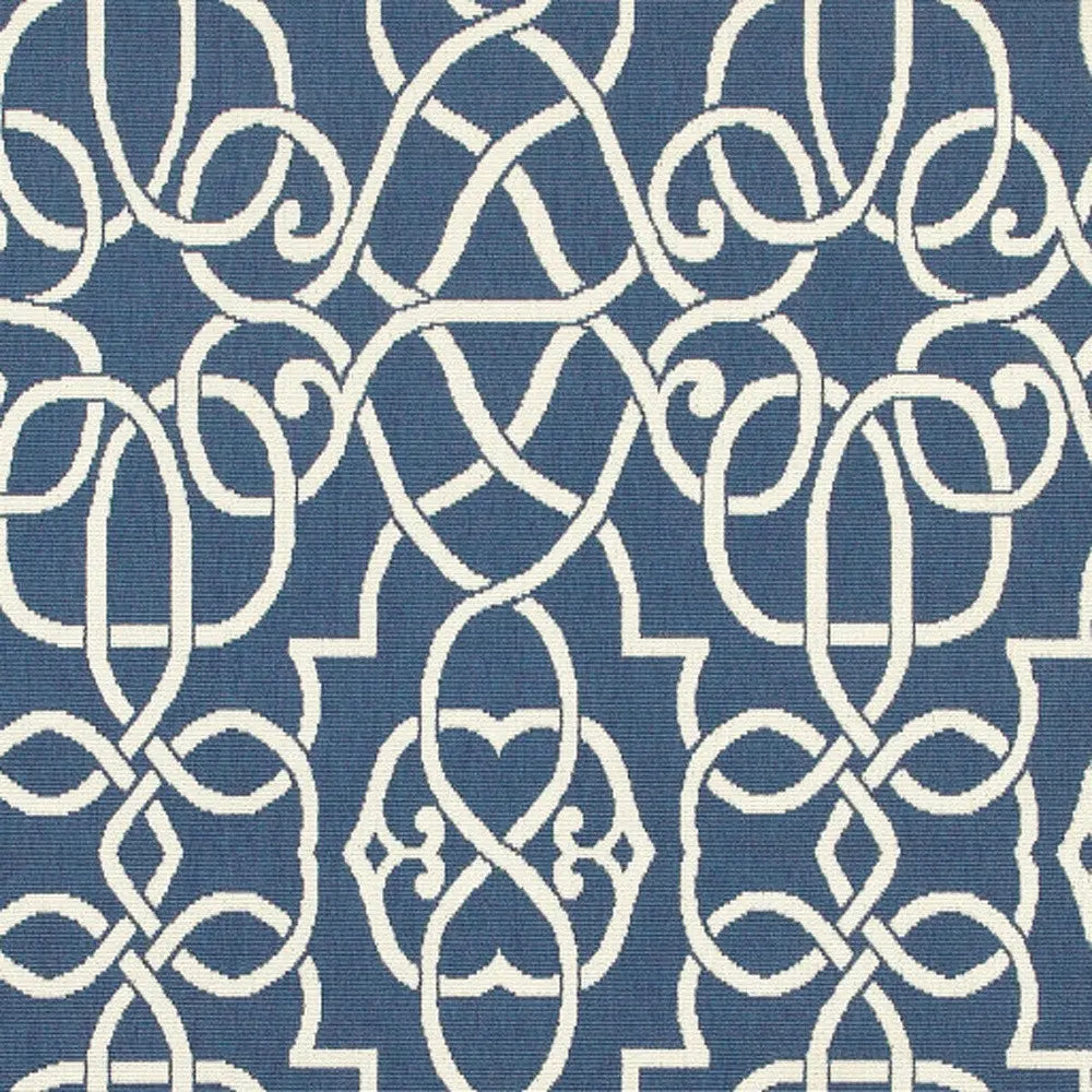 9' X 13' Blue and Ivory Geometric Stain Resistant Indoor Outdoor Area Rug Homeroots Outdoor