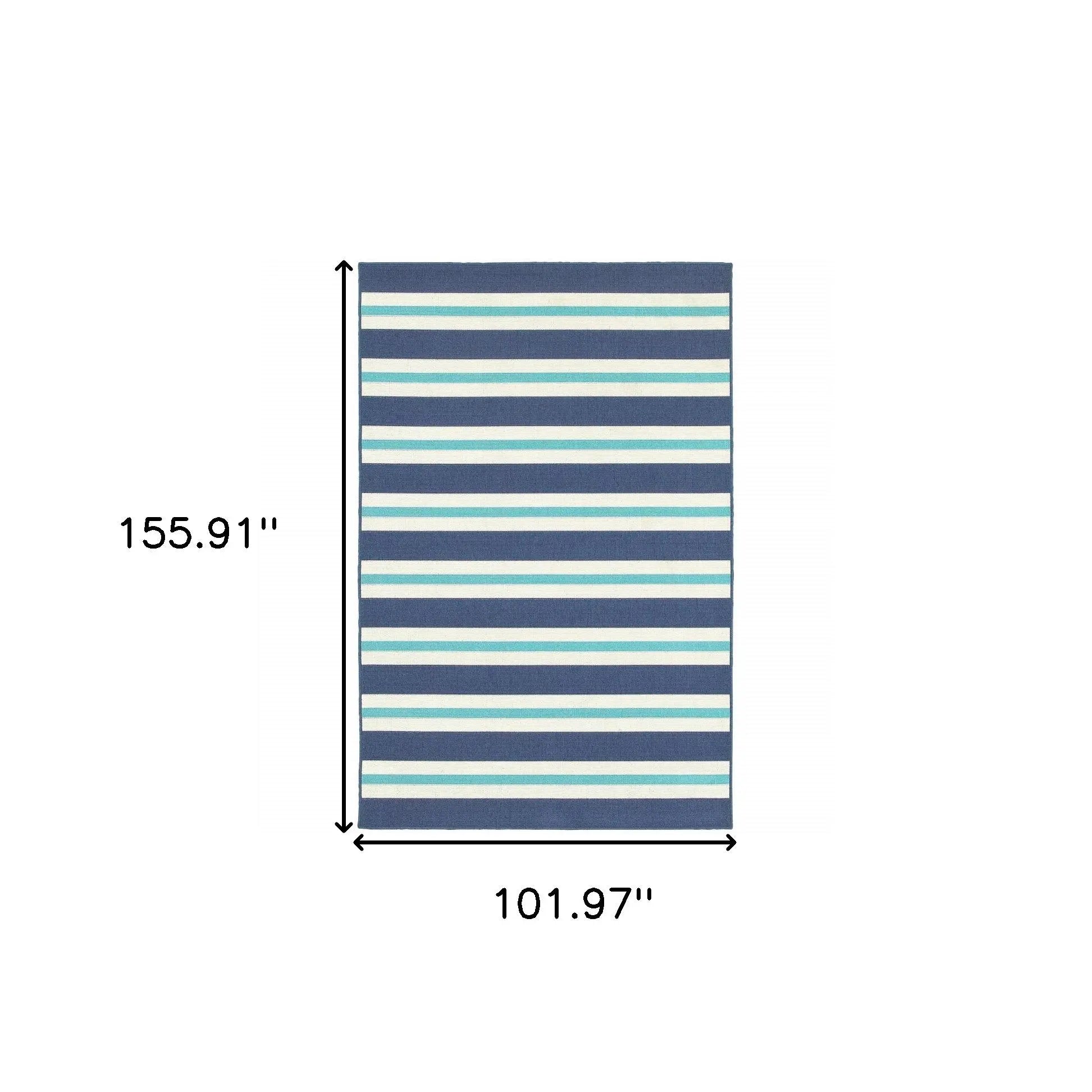 9' X 13' Blue and Ivory Geometric Stain Resistant Indoor Outdoor Area Rug Homeroots Outdoor