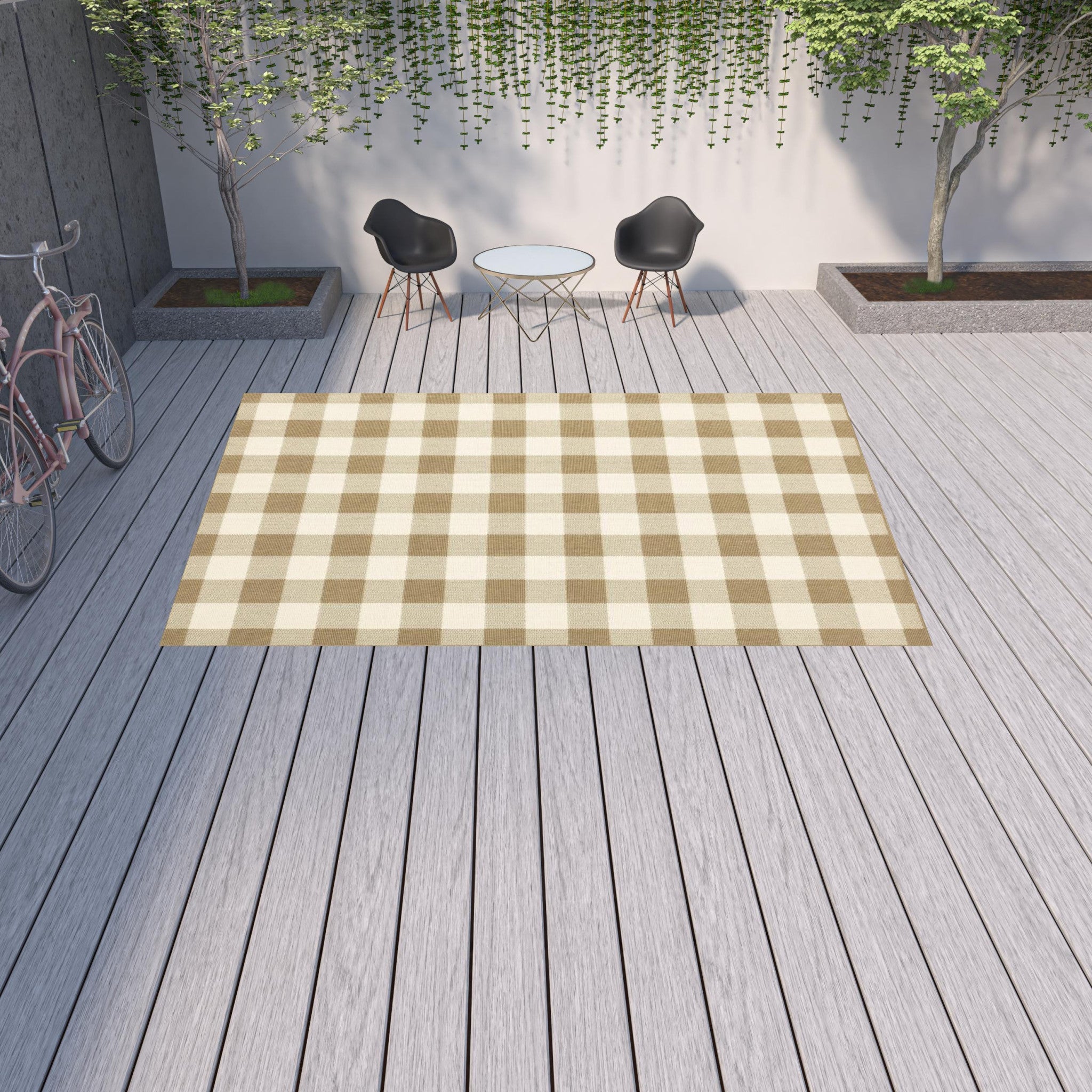 9' X 13' Gray and Ivory Geometric Stain Resistant Indoor Outdoor Area Rug Homeroots Outdoor