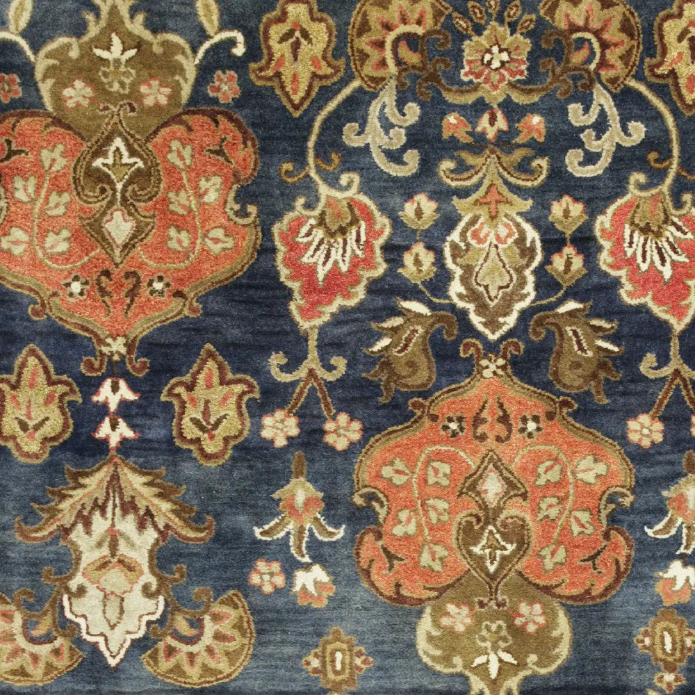9' X 13' Navy Blue Orange And Brown Wool Medallion Hand Tufted Area Rug Homeroots Home Decor