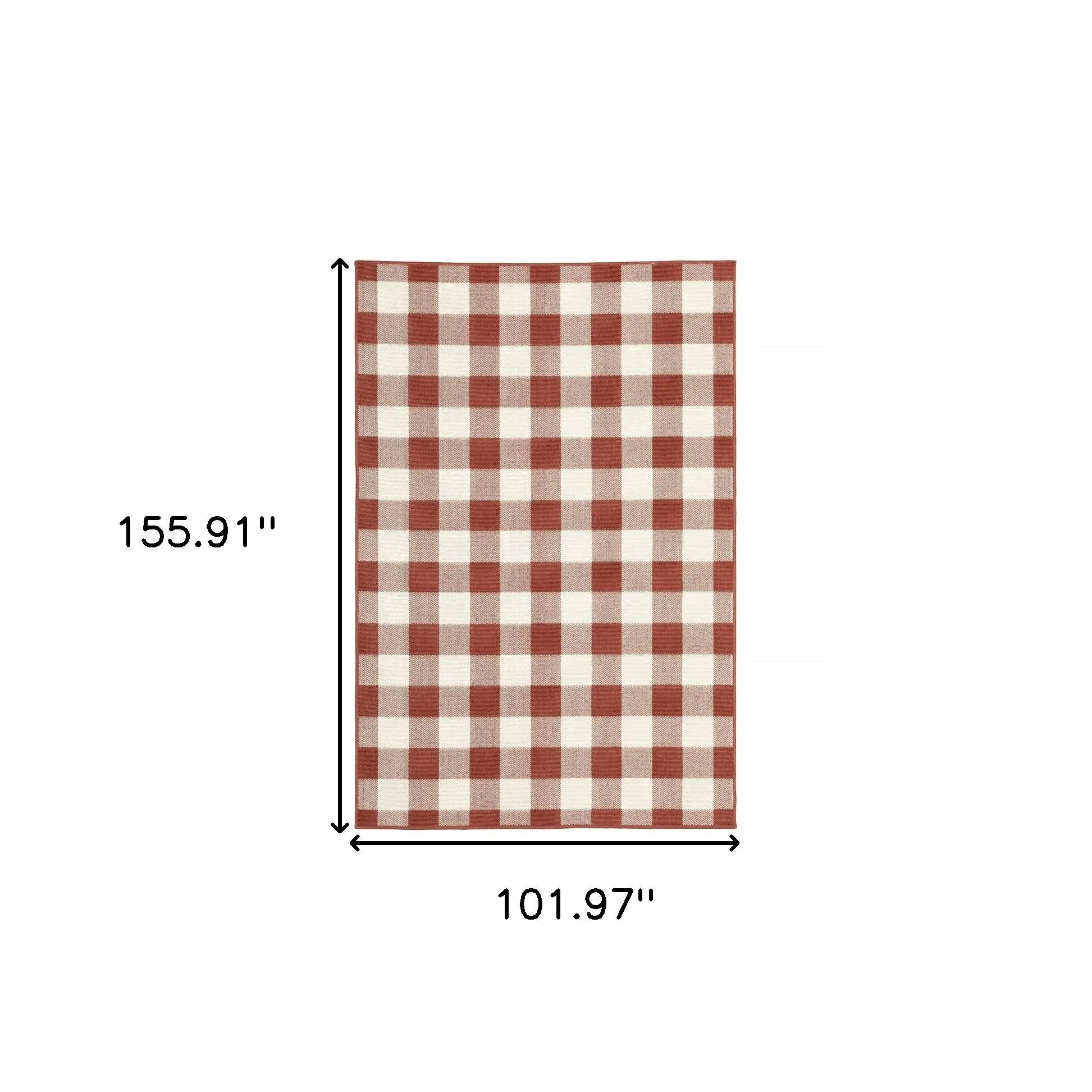 9' X 13' Red And Ivory Geometric Indoor Outdoor Area Rug Homeroots Outdoor