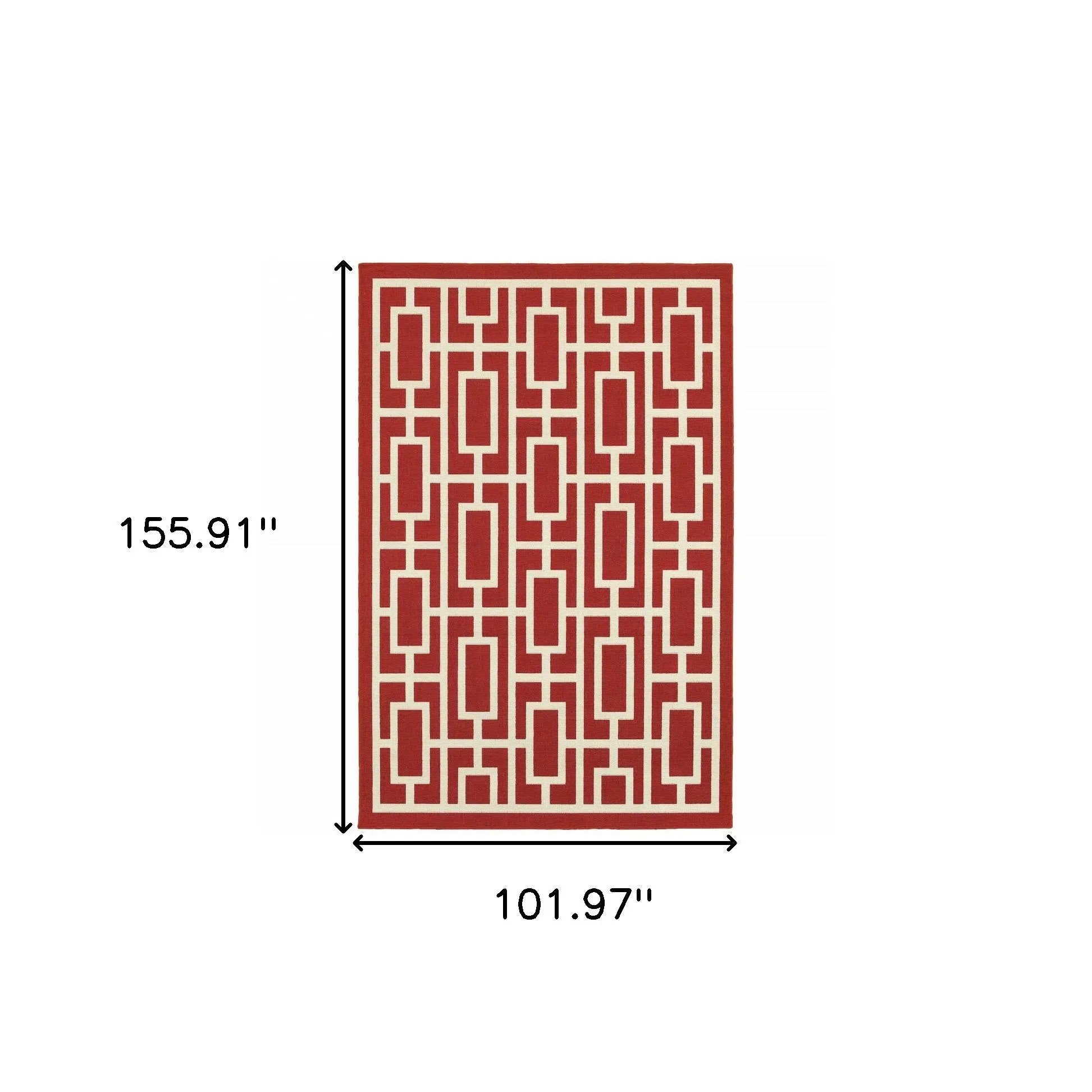 9' X 13' Red and Ivory Geometric Stain Resistant Indoor Outdoor Area Rug Homeroots Outdoor