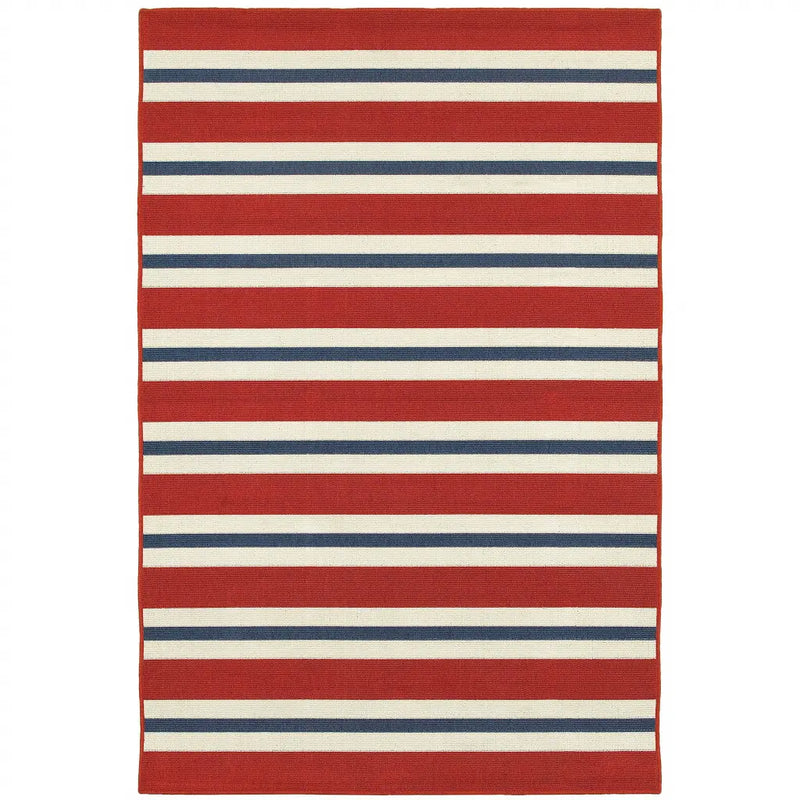9' X 13' Red and Ivory Geometric Stain Resistant Indoor Outdoor Area Rug Homeroots Outdoor