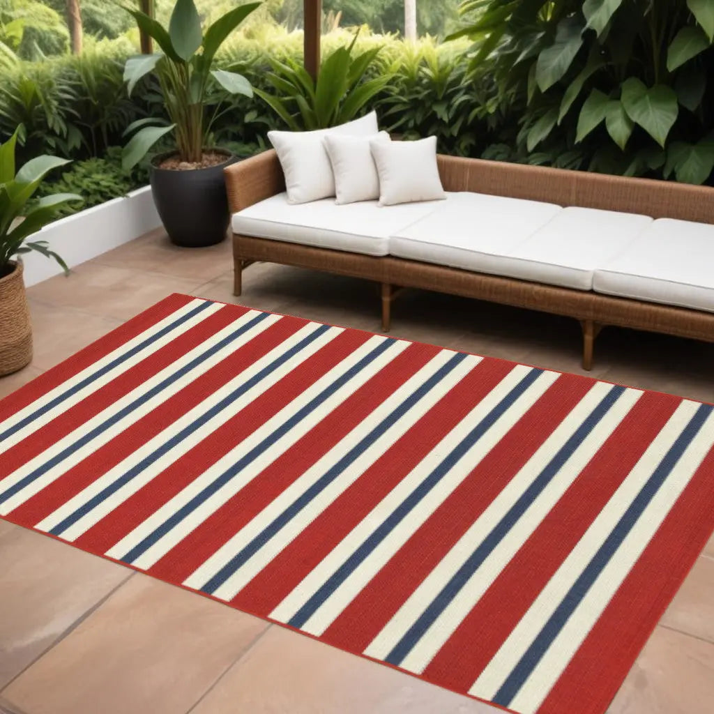 9' X 13' Red and Ivory Geometric Stain Resistant Indoor Outdoor Area Rug Homeroots Outdoor