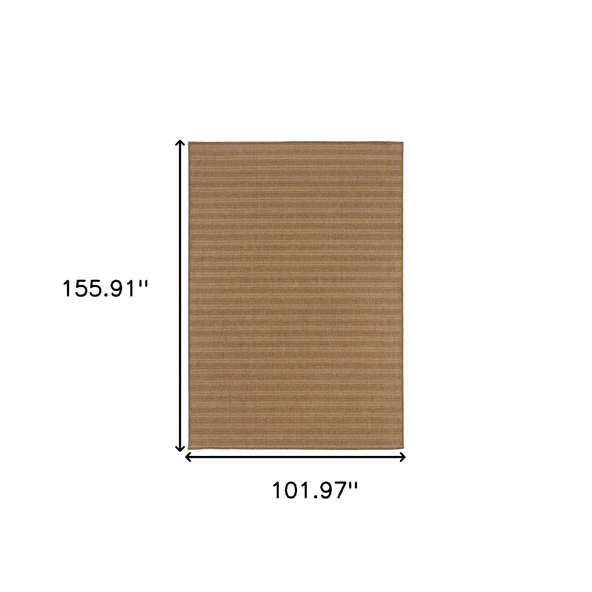 9' X 13' Tan Striped Stain Resistant Indoor Outdoor Area Rug Homeroots Outdoor
