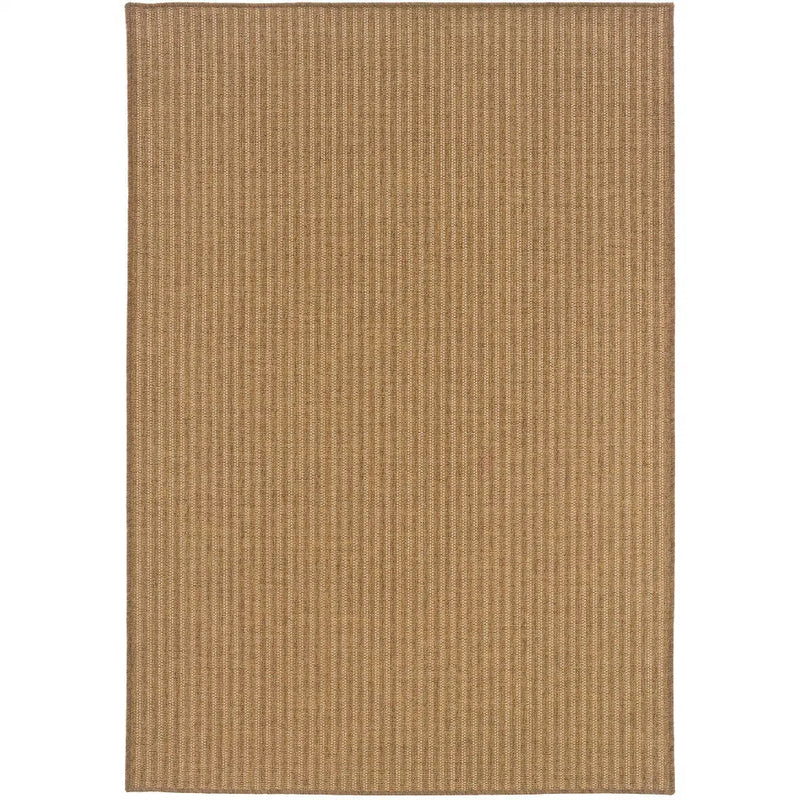 9' X 13' Tan Striped Stain Resistant Indoor Outdoor Area Rug Homeroots Outdoor