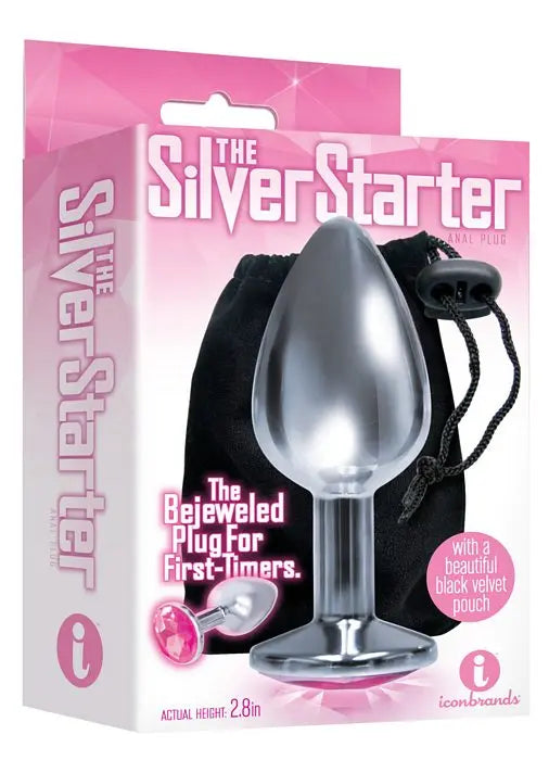 9's Silver Starter Bejeweled Steel Plug - GreatEagleInc