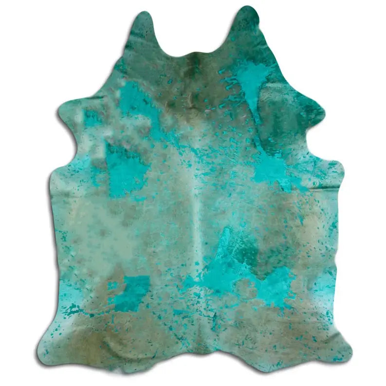 ACID WASHED HAIR ON COWHIDE DISTRESSED EMERALD GREEN MODA-DBK