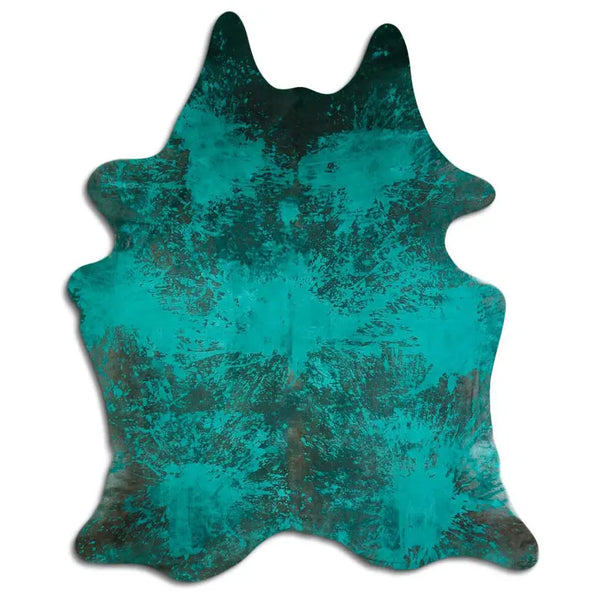 ACID WASHED HAIR ON COWHIDE DISTRESSED EMERALD GREEN MODA-DBK