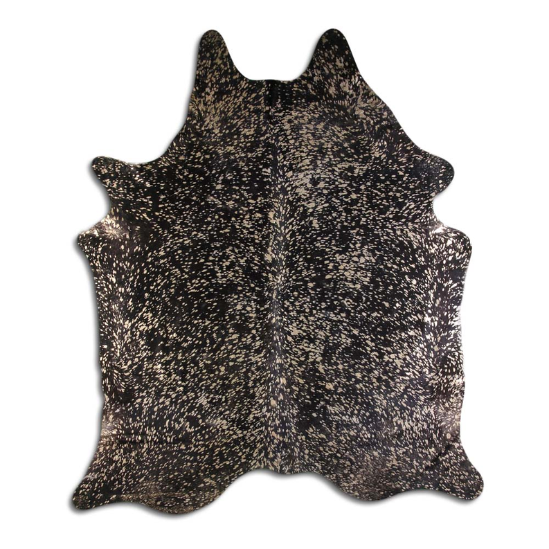 ACID WASHED HAIR ON COWHIDE GOLD METALLIC ON BLACK MODA-DBK